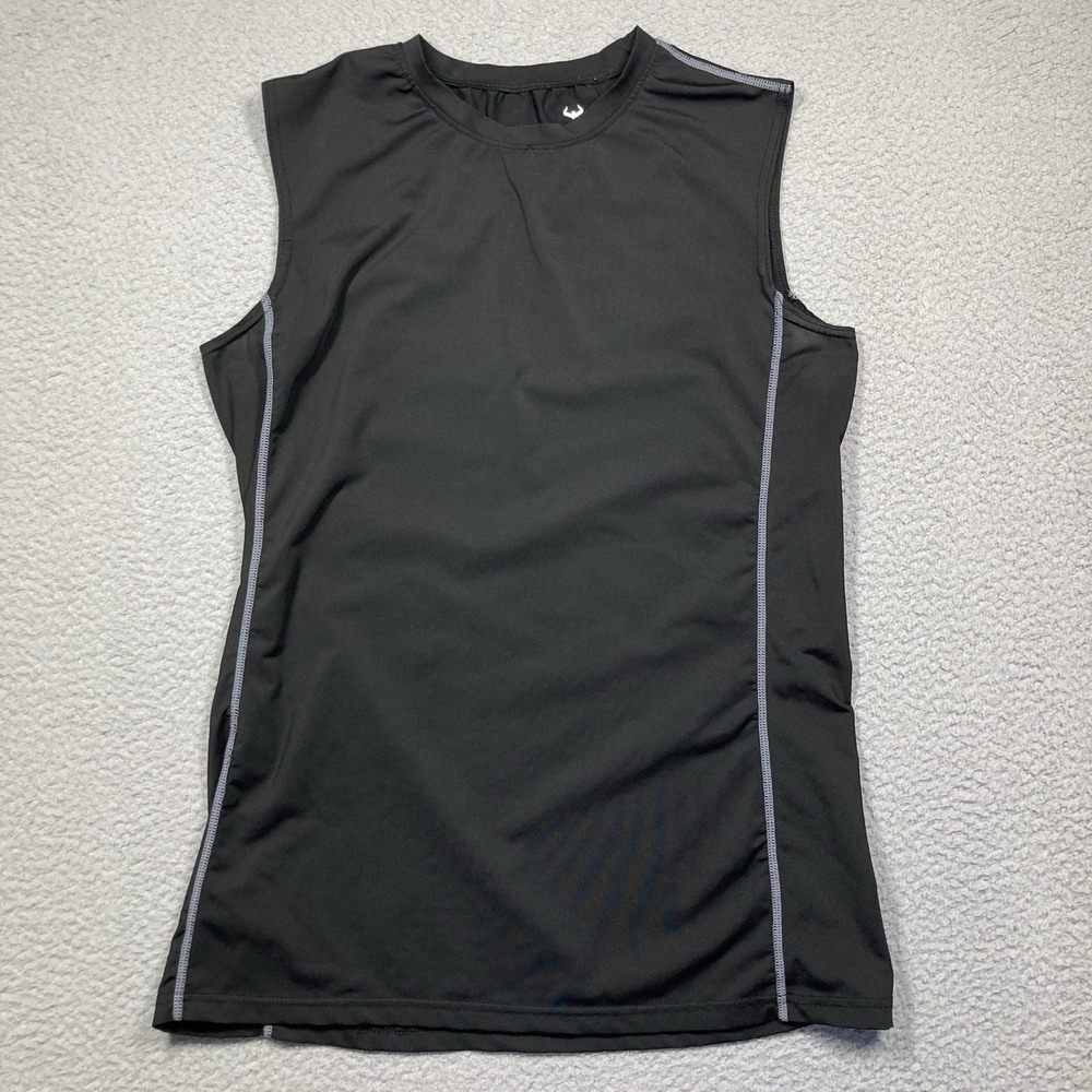 Flingik‎ Sleeveless Top Mens XL Black Stretch Muscle Workout Running FLAWS